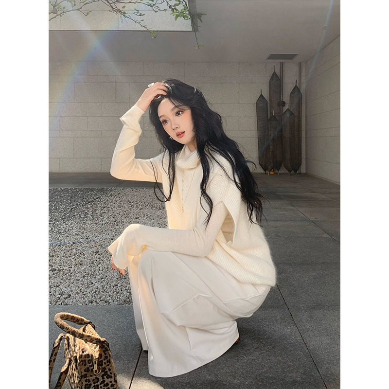有洧Youwei【冬日告白】慵懒风高领羊毛针织毛衣女秋冬马甲背心|undefined