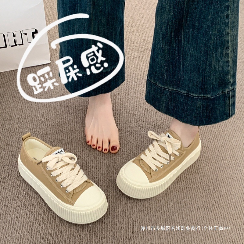 老北京布鞋女2025春夏新款女鞋子百搭爆款板鞋厚底饼干帆布鞋34码