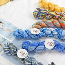 纯棉多巴胺手染渐变羊毛线段染毛线diy手工编织宝宝毛衣围巾团线