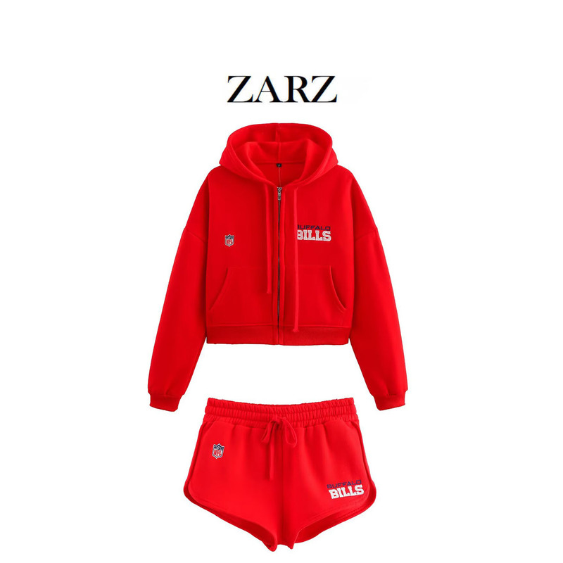 ZARZ Homemade European and American Style New Women's Clothing Buffalo Bill Team Decorative Hooded Sweat Decorative Shorts