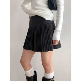 桃乐丝 秋冬韩国简约百搭毛呢加厚百褶裙女百搭显瘦a字内衬半身裙