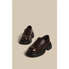 厚底乐福鞋女2024年春季新款棕色英伦风小皮鞋增高软底通勤小单鞋