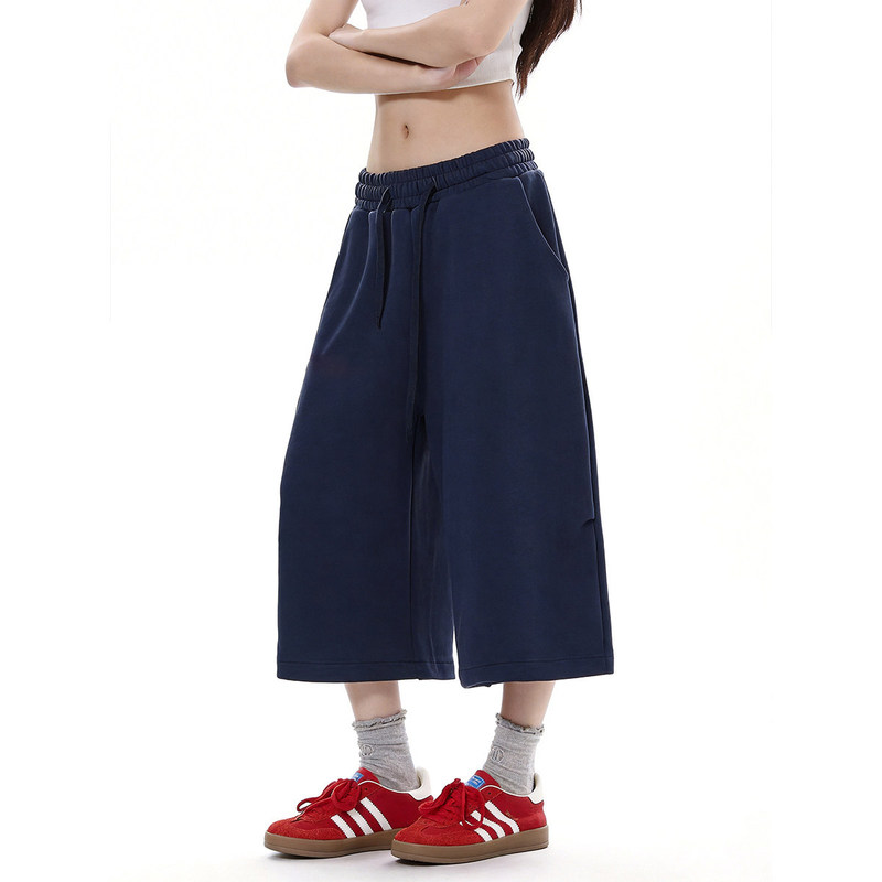 2026 American-Style Simple Solid Color Navy Blue Sports Cropped Pants for Women, Summer Versatile Street Style Couple's Pants 2026 American-Style Simple Solid Color Navy Blue Sports Cropped Pants for Women, Summer Versatile Street Style Couple's Pants