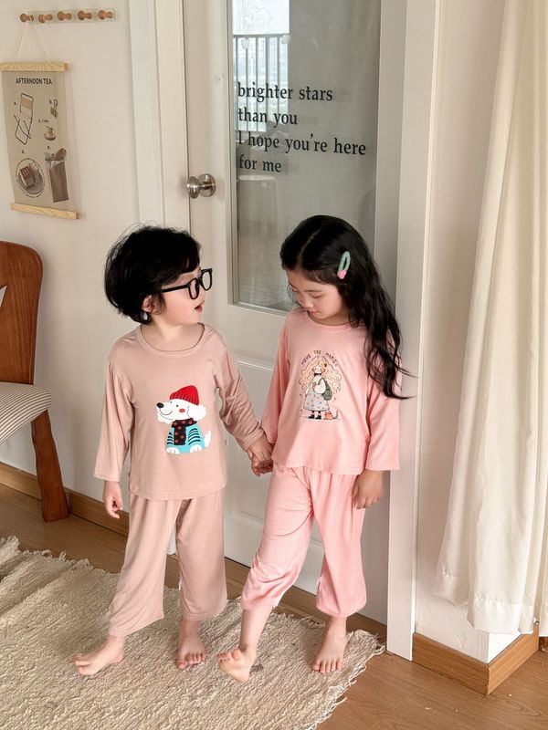 Youkesi 子供用モーダルパジャマ新しい子供用ホーム服セット夏の女の赤ちゃん空調服セット|undefined