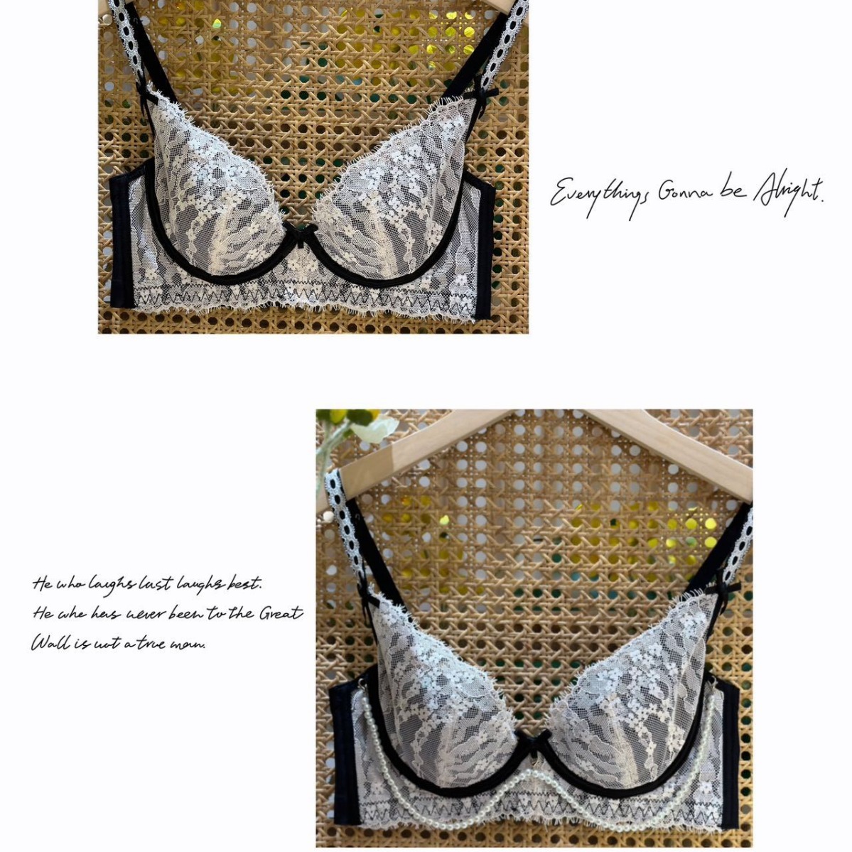 6880 Pure Desire Bra Pestañas Encaje Colgante de perlas Oreja de conejo ultrafina Anillo de acero suave Copa BC Ropa interior Sujetador sexy