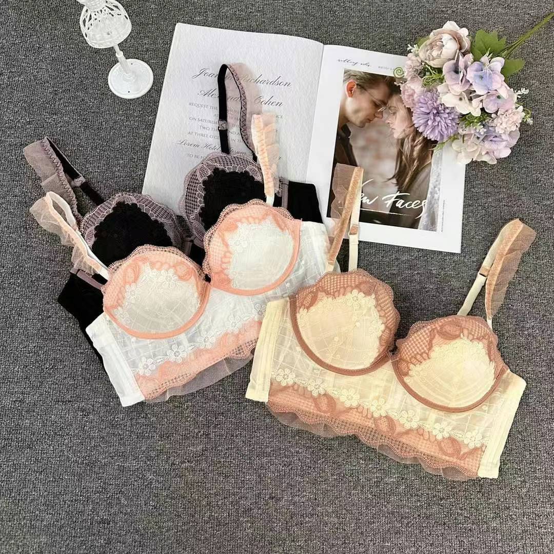 Nuevo sujetador de alta calidad de moda de encaje jacquard transpirable ajustable confortable tipo de botón múltiple tipo de ropa interior de mujer image 1