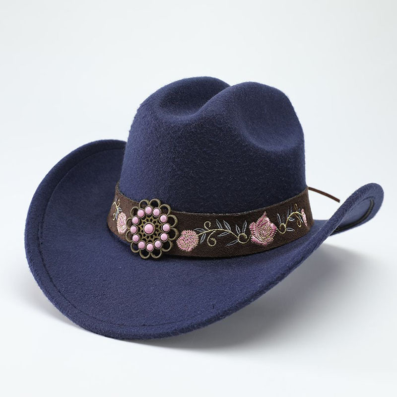 Cross-Border Export Hat Belt Accessories Jazz Hat Men's and Women's Big Brim Hat Riding Hat Ethnic Style Western Cowboy Hat