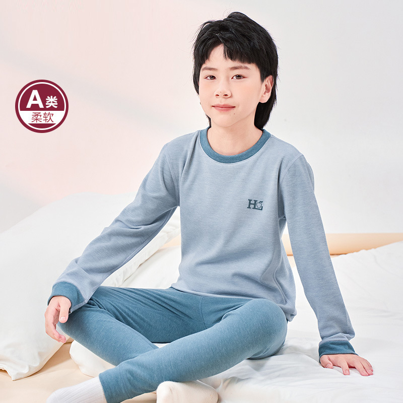 羊毛蚕丝儿童保暖内衣套装女童圆领中大童打底秋冬季秋衣秋裤男童|undefined