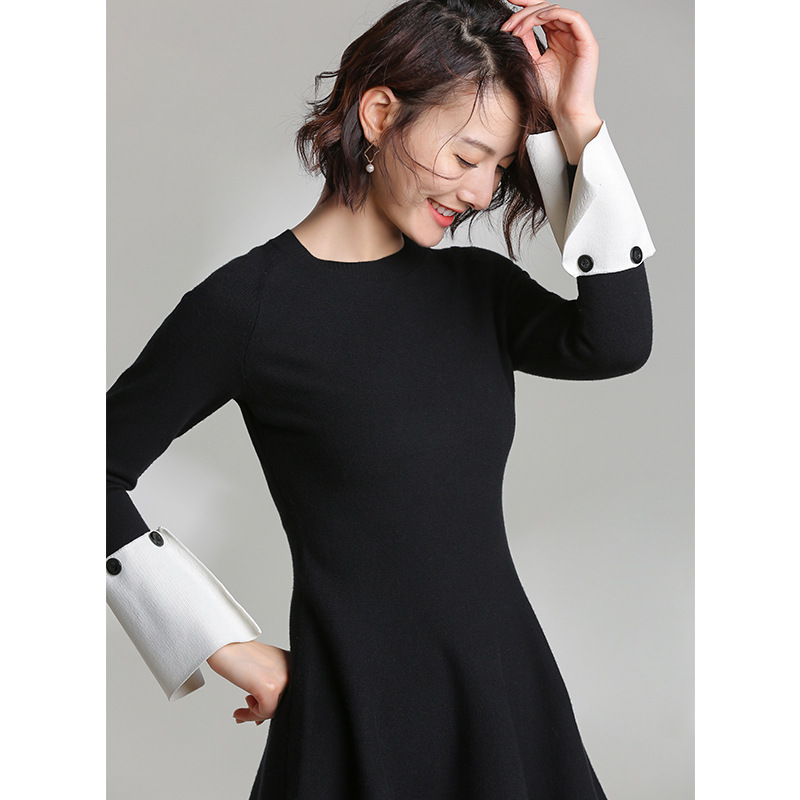 작은 향기로운 스타일 양모 디자인 여성 의류 양모 공장 가공 슬리브 긴 스커트 샘플 작은 배치 사용자 정의