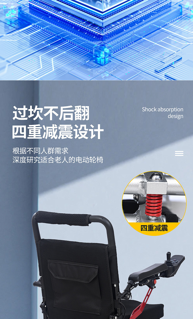 Yingkang 23kg New Cross-Border Export Lightweight Folding Wheelchair Titanium Magnesium Alloy Frame Electric Wheelchair for the Elderly