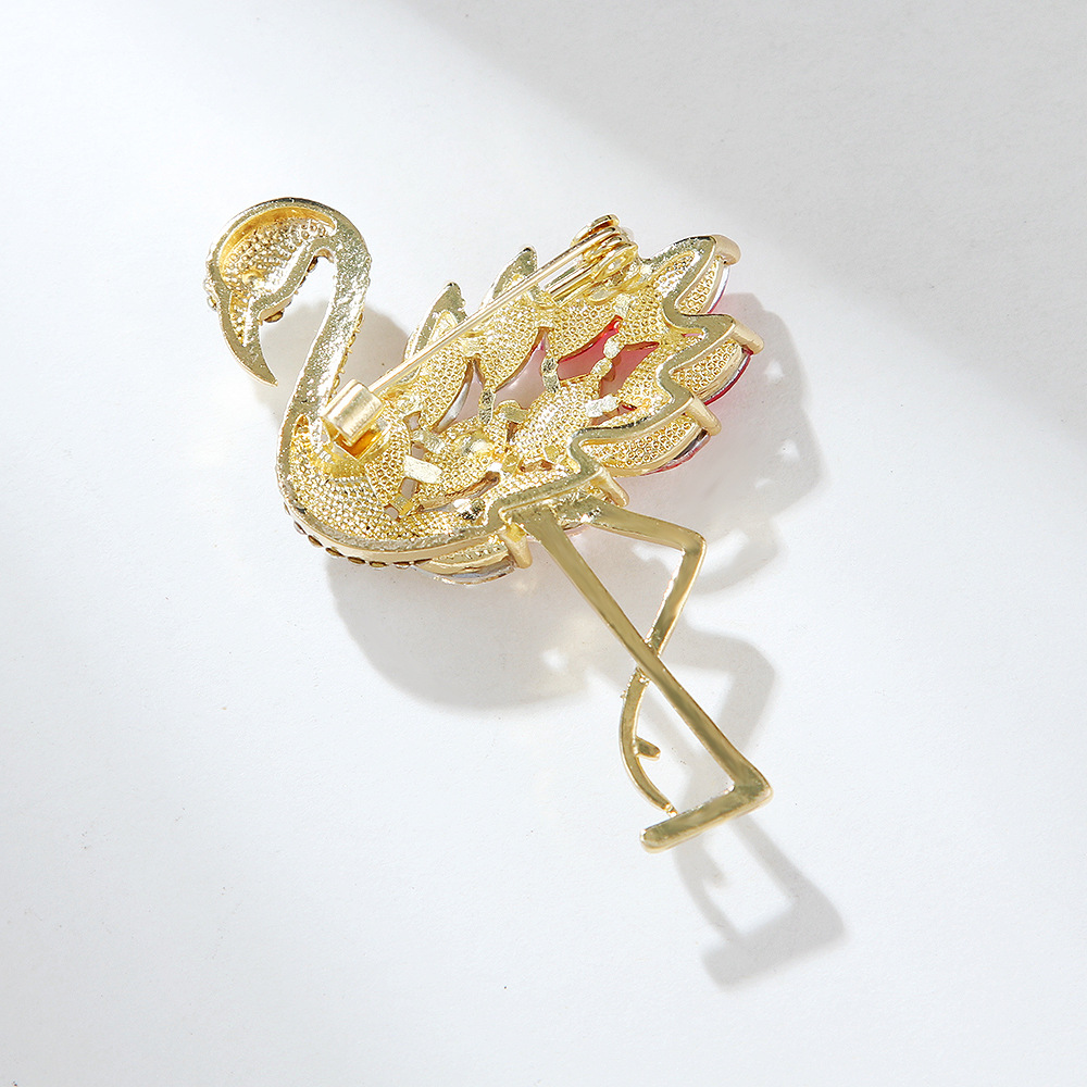 Cute Style Cute Pin Flamingo Zinc Alloy Inlay Crystal Unisex Brooches