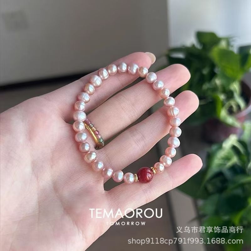 新中式宫廷极光淡水珍珠手链女款轻奢高级感串珠转运珠手饰温柔|undefined