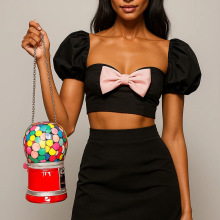 韩版可爱热气球造型单肩斜挎包链条糖果色手提包女创意新奇特包包