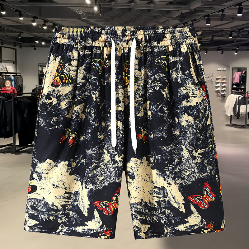 Plus Size Men's Summer Thin Loose Trendy Beach Shorts Casual Sports Pants for Big Guys Floral Shorts Plus Size Men's Summer Thin Loose Trendy Beach Shorts Casual Sports Pants for Big Guys Floral Shorts