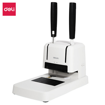 得力3878财务装订机(白)   手动打孔铆管打孔 可装订25mm|ms