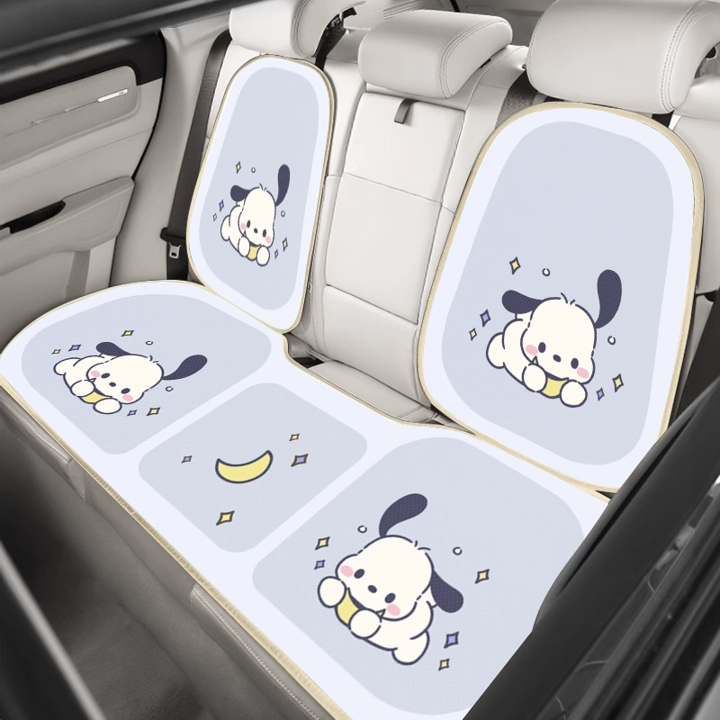 カーシートクッション、オールシーズンユニバーサルシートカバー、通気性のある夏クールアイスシルクハーフパック漫画かわいい女神スタイルカーシートクッション|undefined