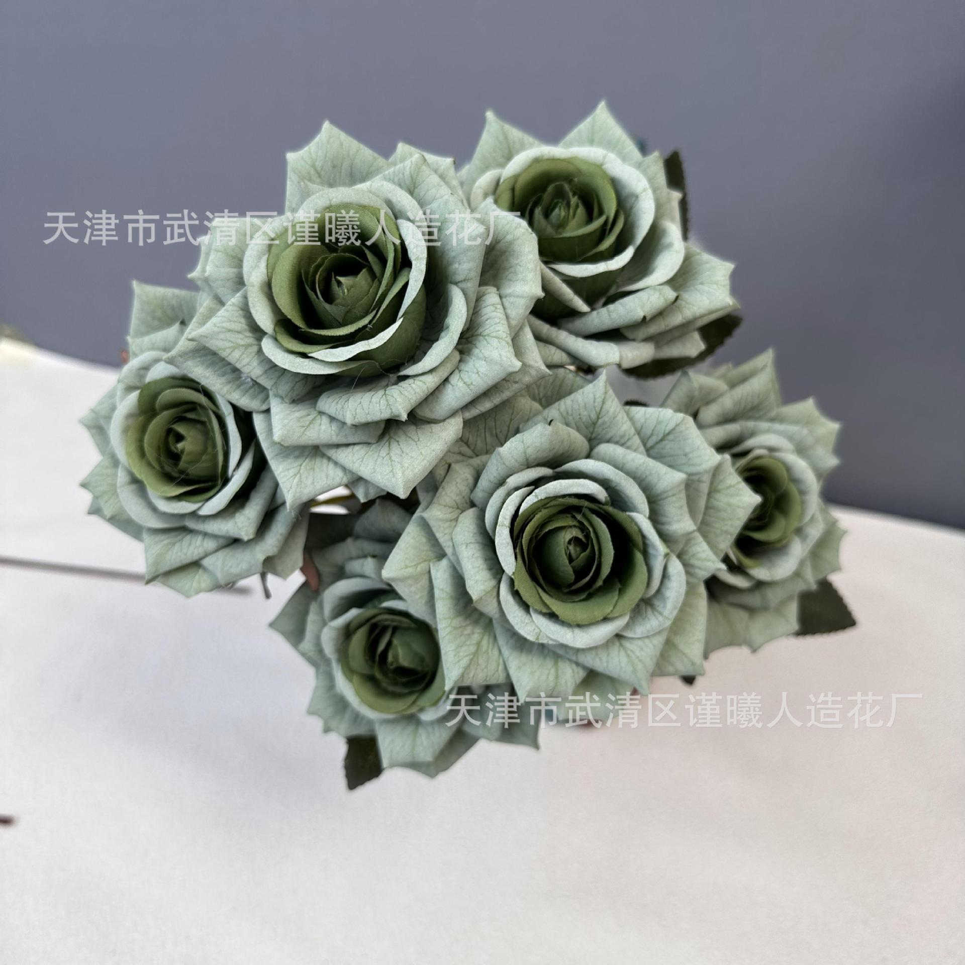 Flor artificial 7 Manta Rosa boda novia con flor hogar sala de estar decoración Flor de seda fotografía apoyos flor