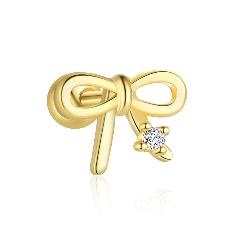 Zircon Inlay Material 1 Piece 1 Pair 925 Sterling Silver Zircon 925 Sterling Silver Earrings Geometric Star Bow Knot Drop Earrings Ear Studs