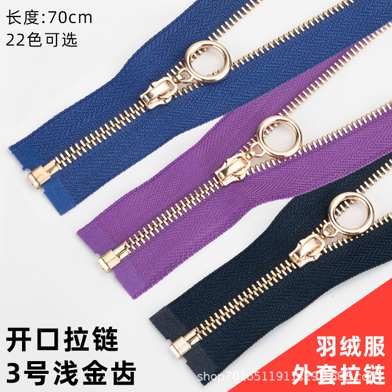 In-Stock No. 3 Open-End Metal Zipper with Self-Locking Feature, Garment Accessories, Black and White, for Clothing and Jackets In-Stock No. 3 Open-End Metal Zipper with Self-Locking Feature, Garment Accessories, Black and White, for Clothing and Jackets