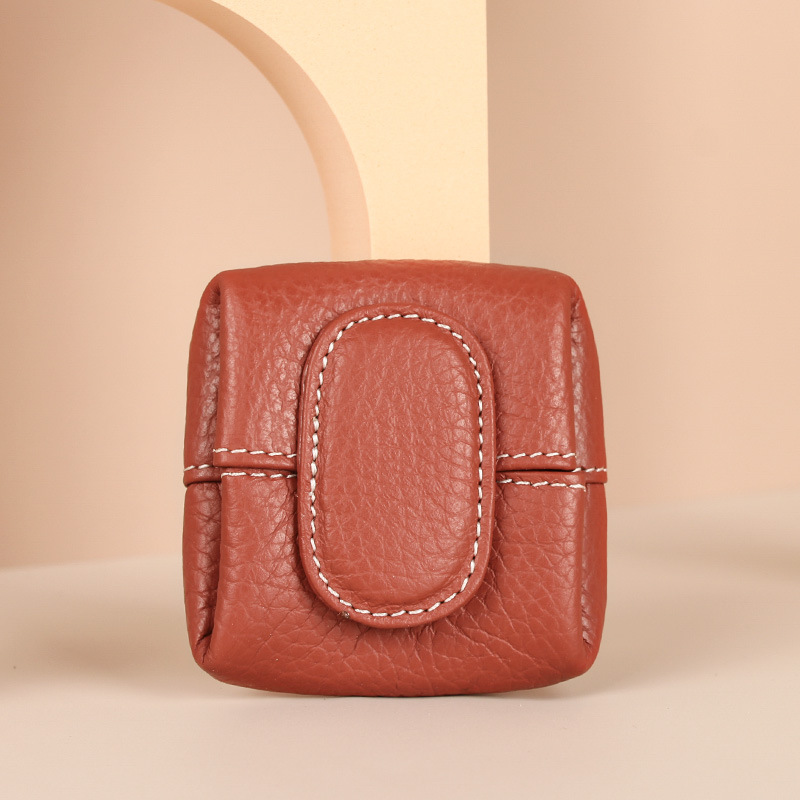 Monedero de cuero genuino primera capa de piel de vaca mini billetera de almacenamiento clave transfronteriza pequeña billetera de piel de vaca de las mujeres