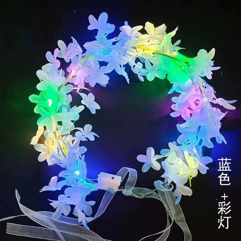 Mori nueva transfronteriza Hawaiana luminosa Garland accesorios para el cabello Súper diadema de hadas al aire libre punto escénico Foto Garland suministro