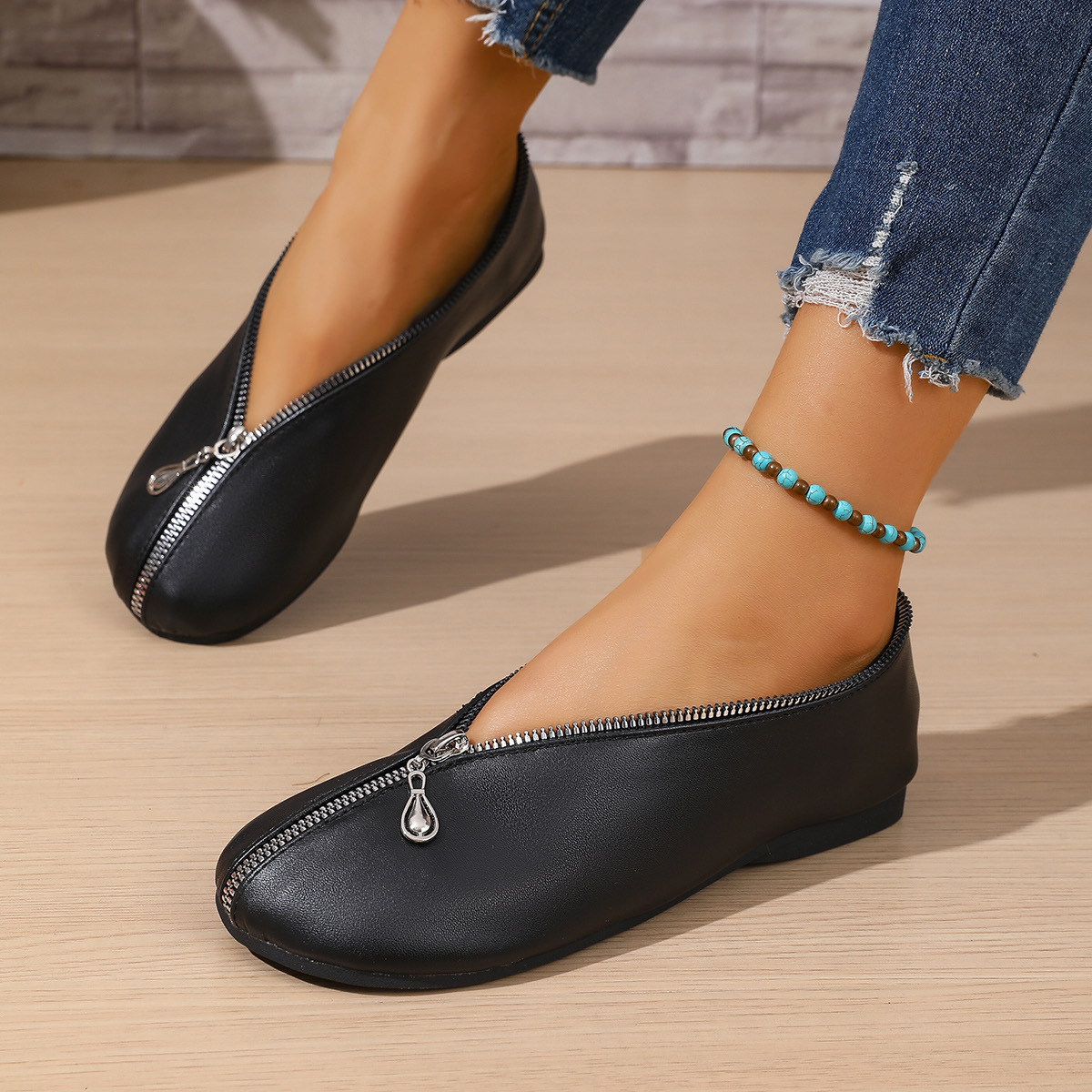 Mocassini donna comodi scarpe basse slip on con cerniera_voghion.com
