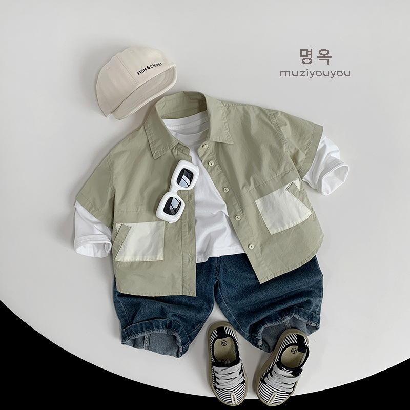 Camisas de mangas cortas para niños 2025 primavera y verano nuevos niños de 3 años de edad 5 bebés camisetas delgadas de ropa infantil coreana un cabello