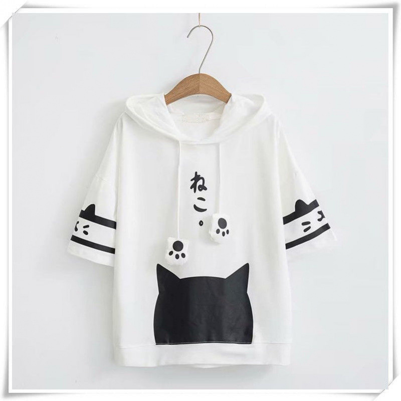 夏 Tシャツ 半袖 新しいスタイル 中学生 女の子 親友 高校生 洋風 万能 カジュアル カレッジスタイル パーカー 女性用|undefined