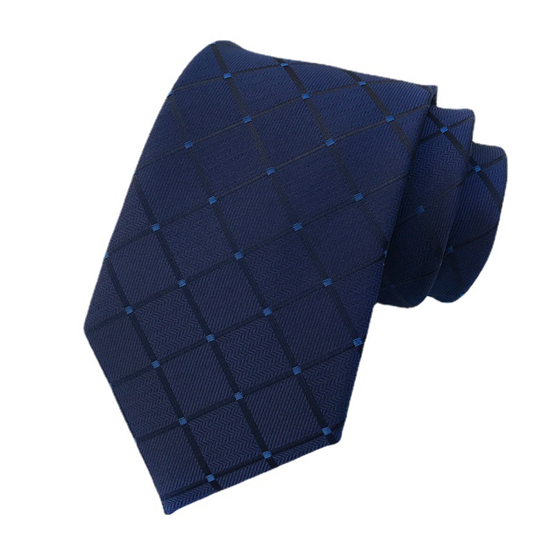 Fábrica en stock suministro directo 2023 nuevo poliéster jacquard moda Plaid corbata desgaste formal