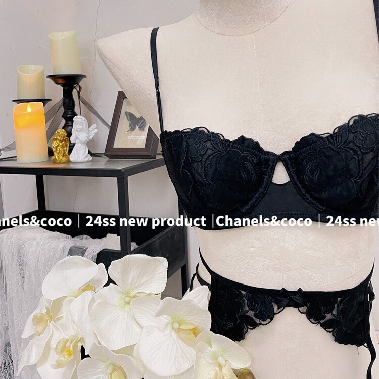 少女玫瑰法式小胸聚拢内衣女夏季薄款蕾丝半杯收副乳防下垂文胸罩|undefined