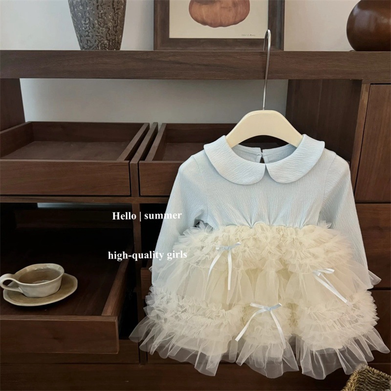 Niña princesa primavera y otoño mangas largas nuevos vestidos bebés niños 2025 vestidos de estilo fragante pastel vestido de moda