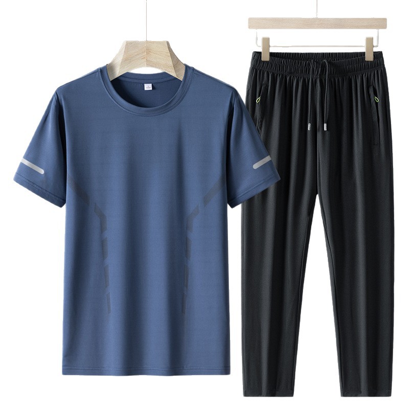 Papá, traje de verano, traje casual, hombre, delgado, hombre de mediana edad, pantalones de manga corta, traje de deportes de secado rápido de mediana edad