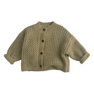 Lazy thick needle ~ pineapple texture ~ Korean autumn and winter children's sweater Western style men's and women's trendy vintage knitted cardigan Mori