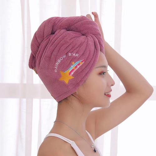 Double-layer hair drying cap for women, thickened, super absorbent, quick-drying, towel for wiping hair, new shower cap, large