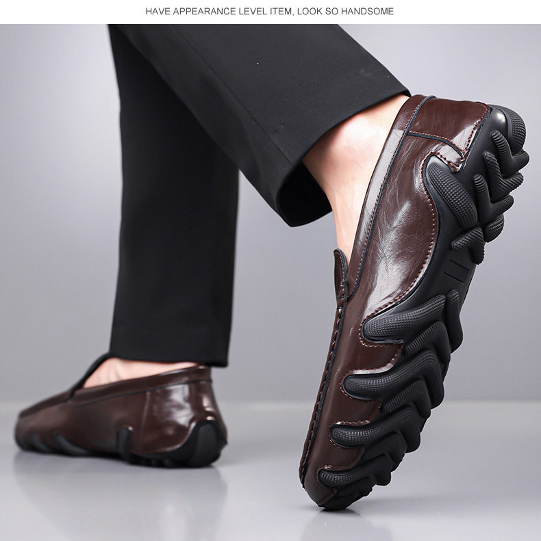 Giày lười nam da bò lớp đầu mũi tròn, gót thấp 1–3 cm, kiểu xỏ chân tiện lợi — G618 màu nâu, G618 màu đen chi tiết 13