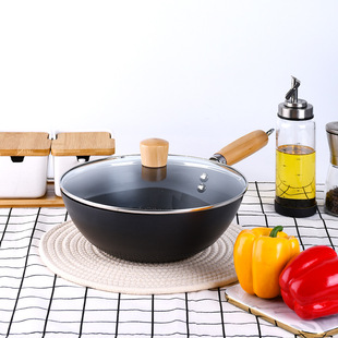 Customized Extremely Iron Small Wok Uncoated Iron Pot Milk Pot Non-Stick Pot Small Pot Lightweight Wok Induction Cooker Universal