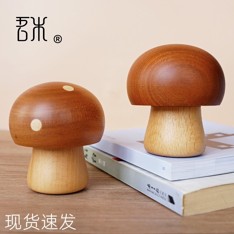 Caja de música de madera decoración giratoria setas caja de música hecho a mano niñas cumpleaños regalo niños juguetes de madera