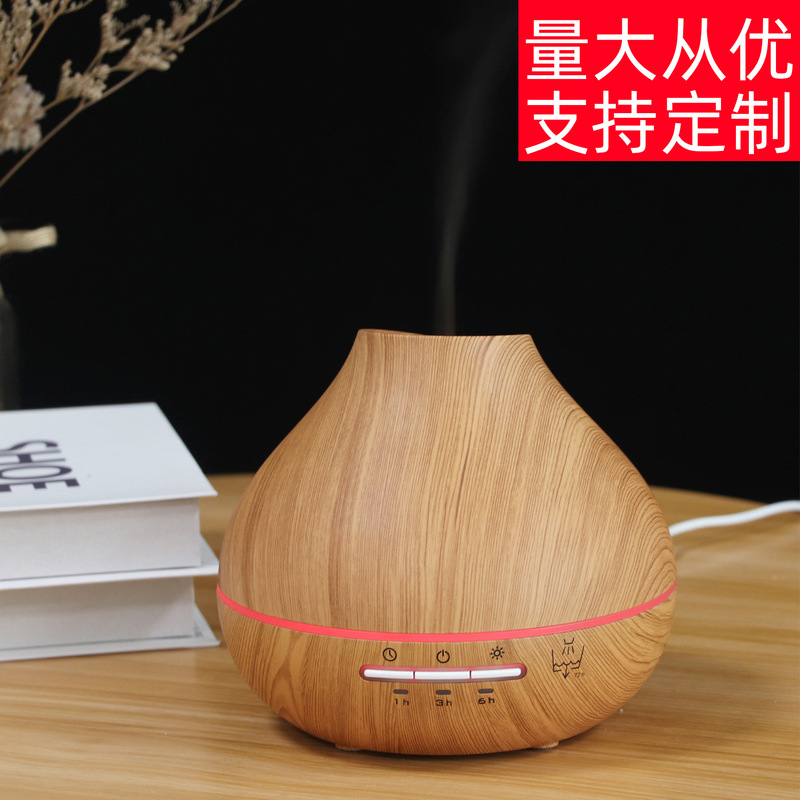 新型エッセンシャルオイルアロマディフューザー加湿器 木目調加湿器 400ml 空気清浄機 原産地メーカー 静音|undefined