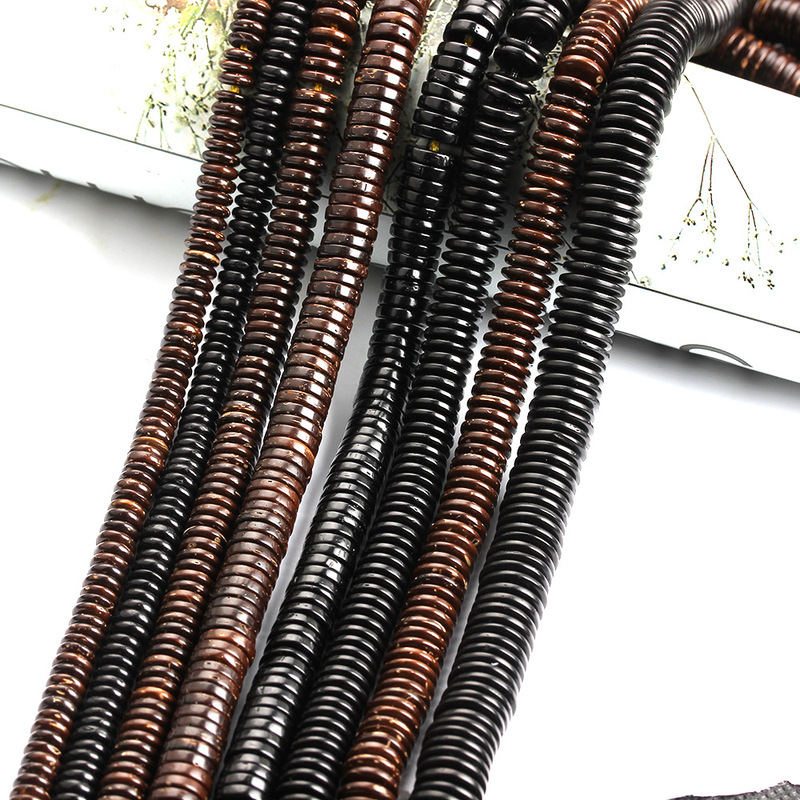 Coconut Shell spacer loose beads 2mm thick round edge black primary color round corner spacer beads straight edge right angle gasket DIY jewelry accessories Coconut Shell spacer loose beads 2mm thick round edge black primary color round corner spacer beads straight edge right angle gasket DIY jewelry accessories