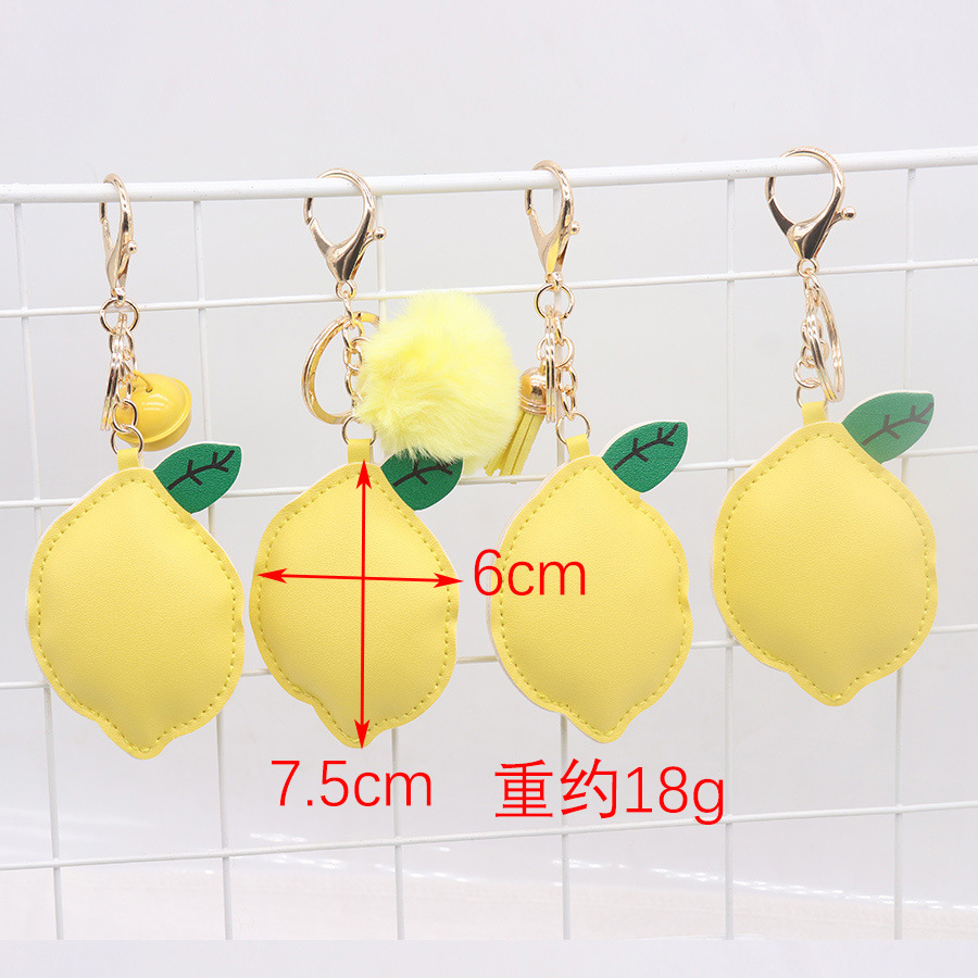 Frutas transfronterizas de limón pu cuero bolsos de mujer accesorios accesorios colgantes pequeños colgantes de llaver frescos