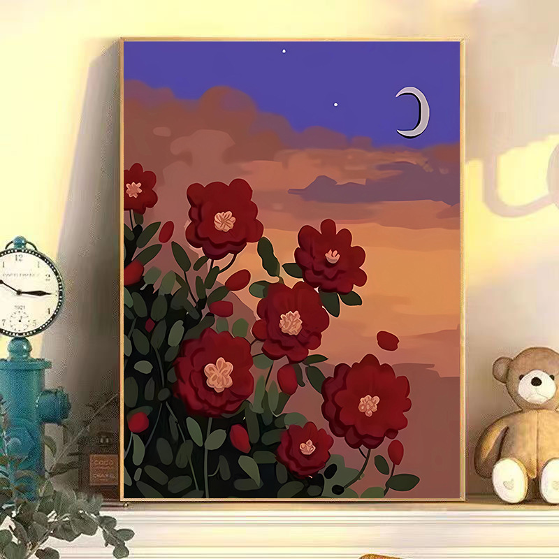 30種類の花卉diyデジタル油絵の震え音電気商が次々と露店を出してバラの手描き装飾画を卸売りした|undefined