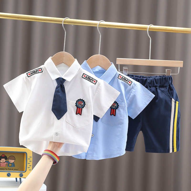 五小七童裝男童夏裝短袖短褲套裝2024新款韓版兒童夏季休閒兩件套