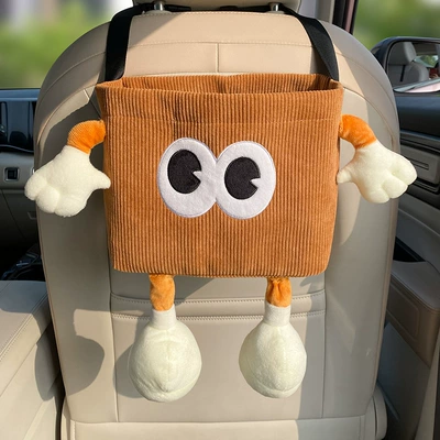 Car Trash Can and Tissue Box Two-In-One, Car Umbrella Storage Bin, In-Car Storage Bucket, Creative In-Car Hygiene Bin (Car tissue box/set) - multifunctional-trash-can-coffee-color