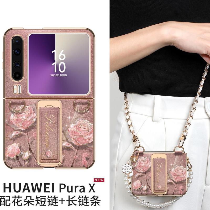 适用华为purax壳折叠旋转腕带支架超薄全包防摔手挂绳女皮套|undefined