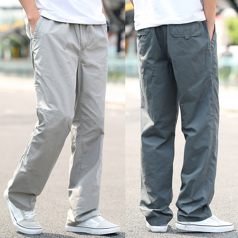 Summer Thin Pure Cotton Casual Pants for Men, Loose Outdoor Multi-Pocket Cargo Pants, Plus Size, Straight-Leg, Breathable