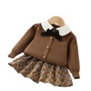 Autumn set, small princess costume girl's, knitted sweater, 2023 collection, western style