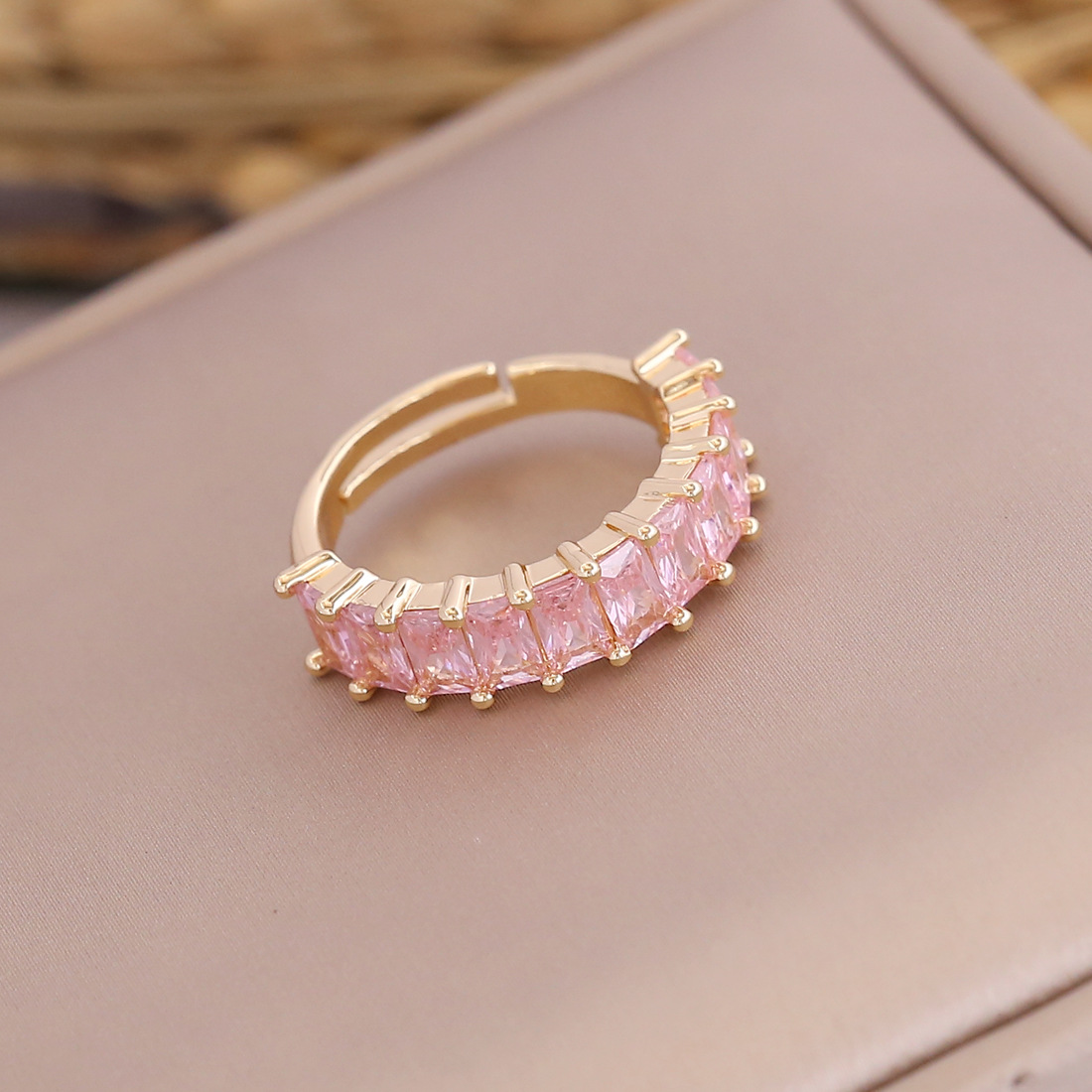18K vintage fashion multicolor square zircon copper ring wholesale nihaojewelry