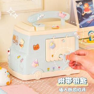 2025 cute piggy bank girl can only get in and out of the net red boy children password change car savings box