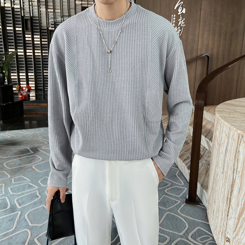 Korean Light Mature Style Long-Sleeve T-Shirt Spring Men Autumn Style Basic Top Soft Quality Loose Casual UpTop Versatile