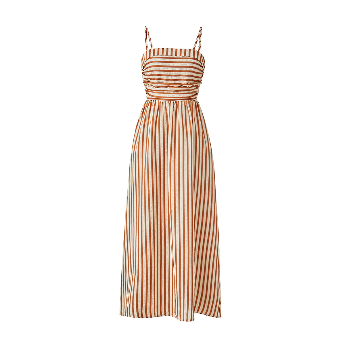 Women's Clothing Striped Maxi Dress With Pockets – Lightweight Resort Wear For Summer, American Style"​​_ecoleips.com